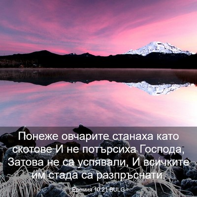 Picture 03 - Еремия 10:21 BULG - Понеже овчарите станаха - Bible Verse Picture