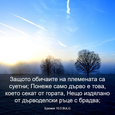 Picture 03 - Еремия 10:3 BULG - Защото обичаите на - Bible Verse Picture