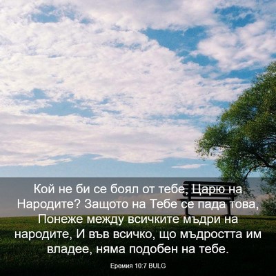 Picture 03 - Еремия 10:7 BULG - Кой не би се боял от тебе, - Bible Verse Picture
