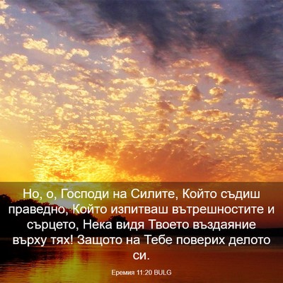 Picture 03 - Еремия 11:20 BULG - Но, о, Господи на Силите, - Bible Verse Picture