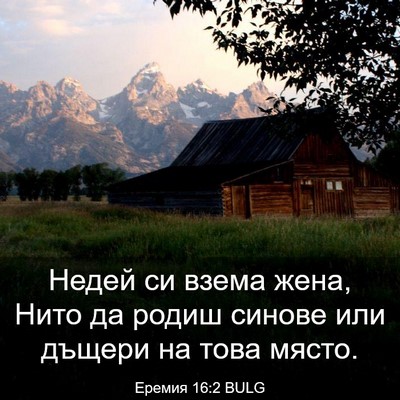 Picture 03 - Еремия 16:2 BULG - Недей си взема жена, Нито - Bible Verse Picture