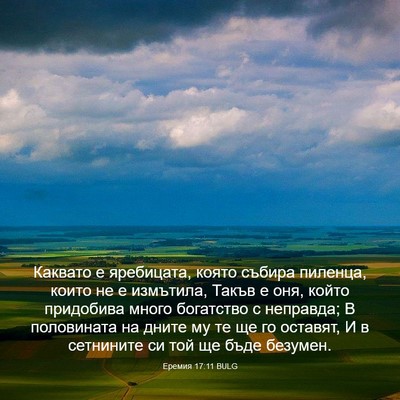 Picture 03 - Еремия 17:11 BULG - Каквато е яребицата, която - Bible Verse Picture