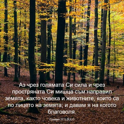 Picture 03 - Еремия 27:5 BULG - Аз чрез голямата Си сила и - Bible Verse Picture