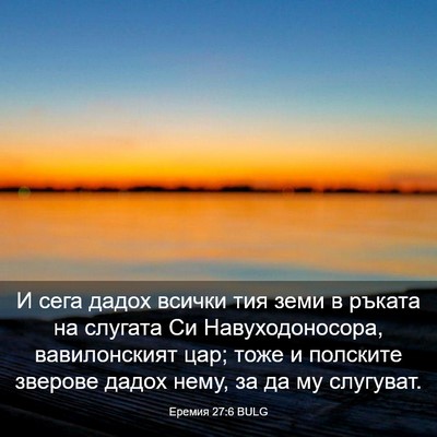 Picture 03 - Еремия 27:6 BULG - И сега дадох всички тия - Bible Verse Picture