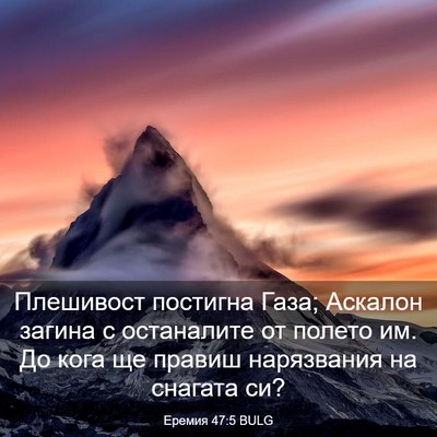 Picture 03 - Еремия 47:5 BULG - Плешивост постигна Газа; - Bible Verse Picture