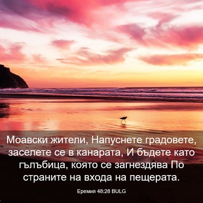Picture 03 - Еремия 48:28 BULG - Моавски жители, Напуснете - Bible Verse Picture