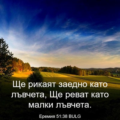 Picture 03 - Еремия 51:38 BULG - Ще рикаят заедно като - Bible Verse Picture