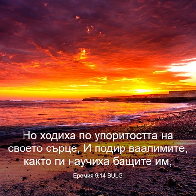Picture 03 - Еремия 9:14 BULG - Но ходиха по упоритостта - Bible Verse Picture