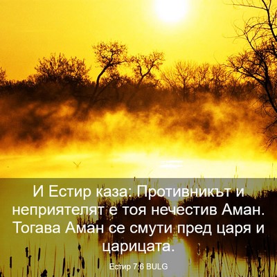 Picture 03 - Естир 7:6 BULG - И Естир каза: Противникът и - Bible Verse Picture