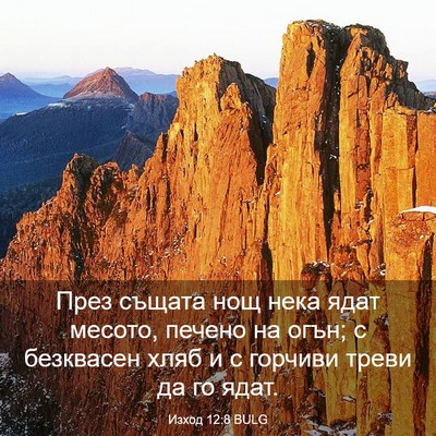 Picture 03 - Изход 12:8 BULG - През същата нощ нека ядат - Bible Verse Picture