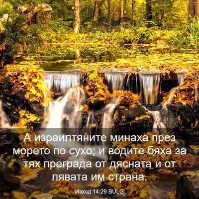 Picture 03 - Изход 14:29 BULG - А израилтяните минаха през - Bible Verse Picture
