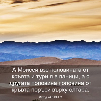 Picture 03 - Изход 24:6 BULG - А Моисей взе половината от - Bible Verse Picture