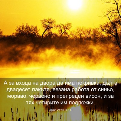Picture 03 - Изход 27:16 BULG - А за входа на двора да има - Bible Verse Picture