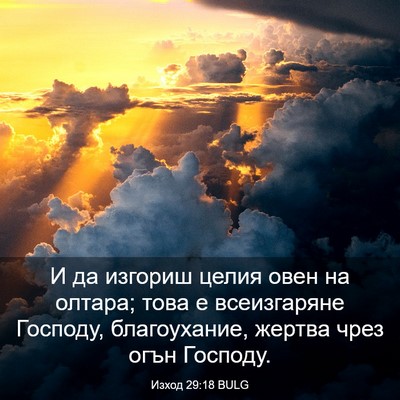 Picture 03 - Изход 29:18 BULG - И да изгориш целия овен на - Bible Verse Picture
