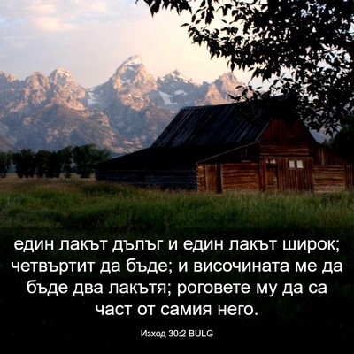 Picture 03 - Изход 30:2 BULG - един лакът дълъг и един - Bible Verse Picture