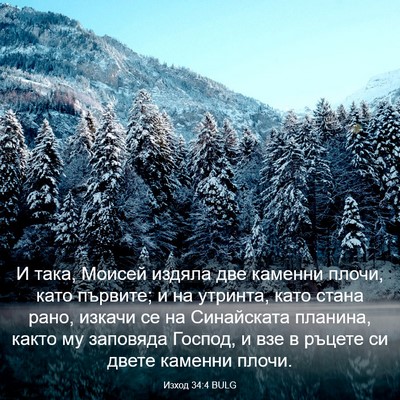 Picture 03 - Изход 34:4 BULG - И така, Моисей издяла две - Bible Verse Picture