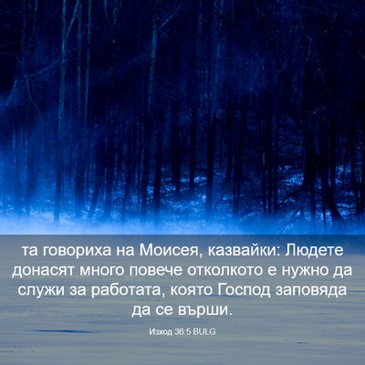 Picture 03 - Изход 36:5 BULG - та говориха на Моисея, - Bible Verse Picture