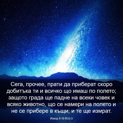 Picture 03 - Изход 9:19 BULG - Сега, прочее, прати да - Bible Verse Picture
