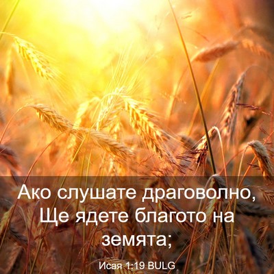 Picture 03 - Исая 1:19 BULG - Ако слушате драговолно, Ще - Bible Verse Picture