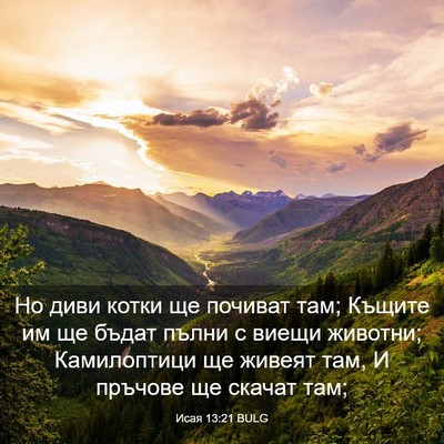 Picture 03 - Исая 13:21 BULG - Но диви котки ще почиват - Bible Verse Picture