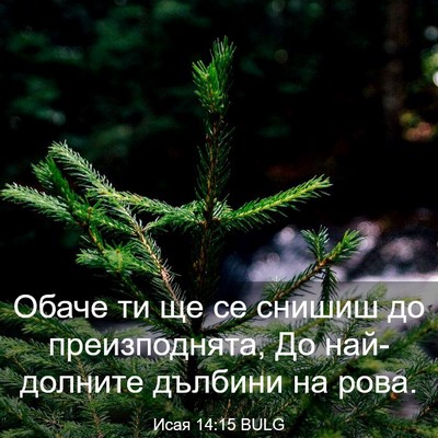 Picture 03 - Исая 14:15 BULG - Обаче ти ще се снишиш до - Bible Verse Picture
