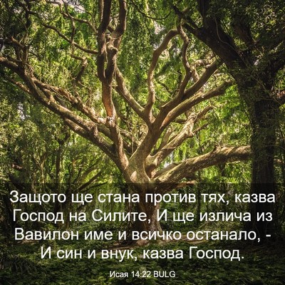 Picture 03 - Исая 14:22 BULG - Защото ще стана против тях, - Bible Verse Picture