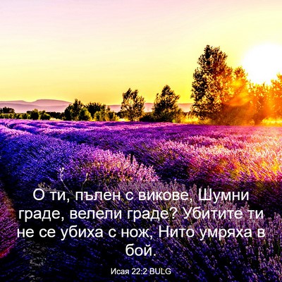 Picture 03 - Исая 22:2 BULG - О ти, пълен с викове, Шумни - Bible Verse Picture