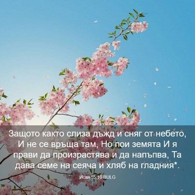 Picture 03 - Исая 55:10 BULG - Защото както слиза дъжд и - Bible Verse Picture