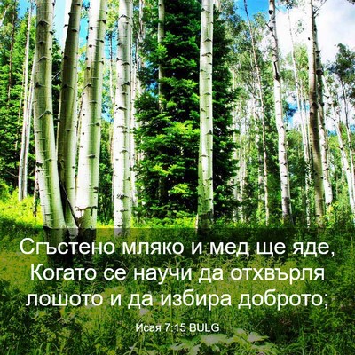 Picture 03 - Исая 7:15 BULG - Сгъстено мляко и мед ще - Bible Verse Picture