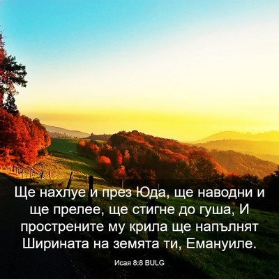 Picture 03 - Исая 8:8 BULG - Ще нахлуе и през Юда, ще - Bible Verse Picture