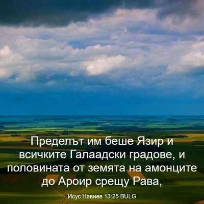 Picture 03 - Исус Навиев 13:25 BULG - Пределът им беше Язир и - Bible Verse Picture