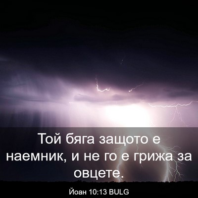 Picture 03 - Йоан 10:13 BULG - Той бяга защото е наемник, - Bible Verse Picture