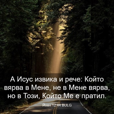 Picture 03 - Йоан 12:44 BULG - А Исус извика и рече: Който - Bible Verse Picture