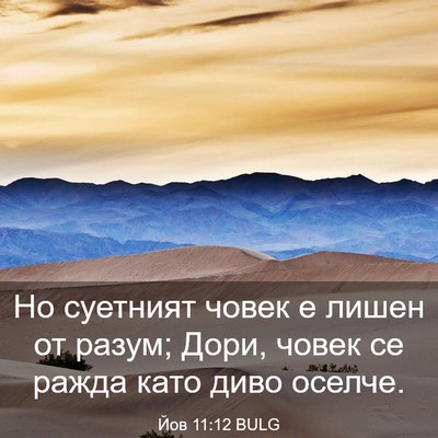 Picture 03 - Йов 11:12 BULG - Но суетният човек е лишен - Bible Verse Picture
