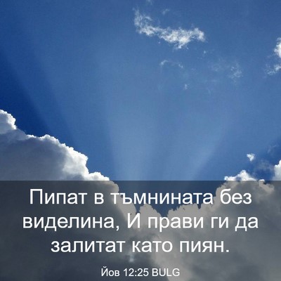 Picture 03 - Йов 12:25 BULG - Пипат в тъмнината без - Bible Verse Picture