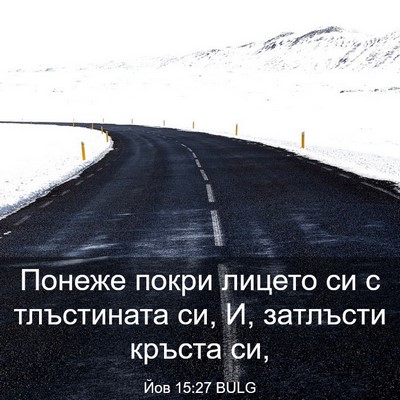 Picture 03 - Йов 15:27 BULG - Понеже покри лицето си с - Bible Verse Picture