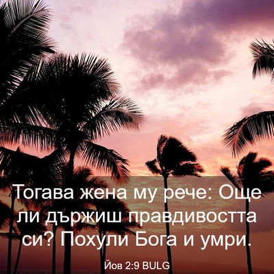 Picture 03 - Йов 2:9 BULG - Тогава жена му рече: Още ли - Bible Verse Picture