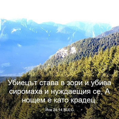 Picture 03 - Йов 24:14 BULG - Убиецът става в зори и - Bible Verse Picture