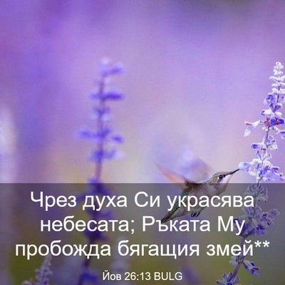 Picture 03 - Йов 26:13 BULG - Чрез духа Си украсява - Bible Verse Picture
