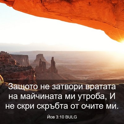 Picture 03 - Йов 3:10 BULG - Защото не затвори вратата - Bible Verse Picture