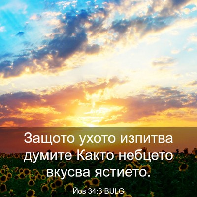 Picture 03 - Йов 34:3 BULG - Защото ухото изпитва - Bible Verse Picture