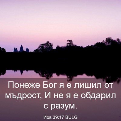 Picture 03 - Йов 39:17 BULG - Понеже Бог я е лишил от - Bible Verse Picture