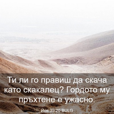 Picture 03 - Йов 39:20 BULG - Ти ли го правиш да скача - Bible Verse Picture