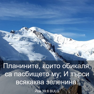 Picture 03 - Йов 39:8 BULG - Планините, които обикаля, - Bible Verse Picture