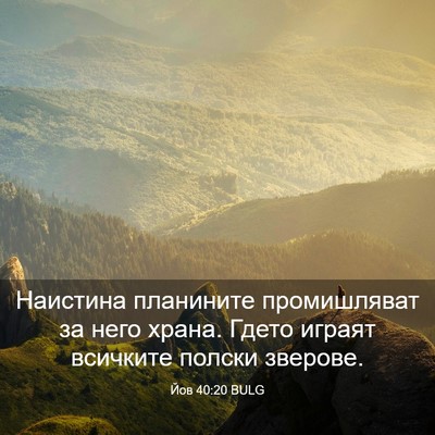 Picture 03 - Йов 40:20 BULG - Наистина планините - Bible Verse Picture
