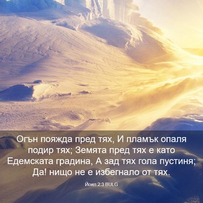 Picture 03 - Йоил 2:3 BULG - Огън пояжда пред тях, И - Bible Verse Picture