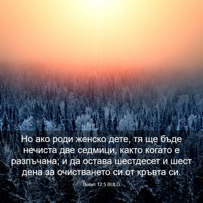 Picture 03 - Левит 12:5 BULG - Но ако роди женско дете, тя - Bible Verse Picture
