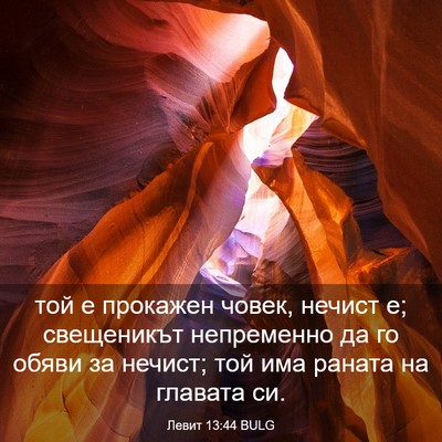 Picture 03 - Левит 13:44 BULG - той е прокажен човек, - Bible Verse Picture