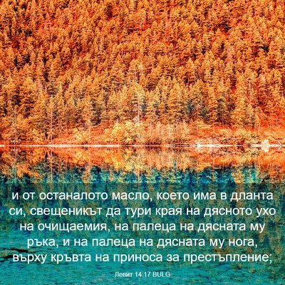 Picture 03 - Левит 14:17 BULG - и от останалото масло, - Bible Verse Picture