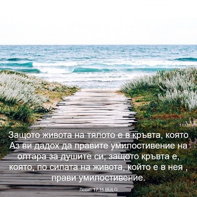 Picture 03 - Левит 17:11 BULG - Защото живота на тялото е в - Bible Verse Picture